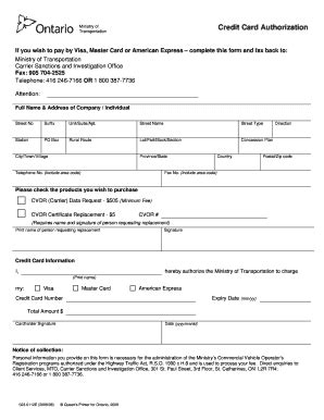 mto credit card authorization form
